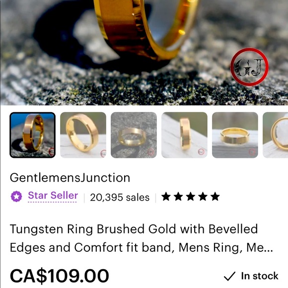 Mens Tungsten Ring - Picture 1 of 7